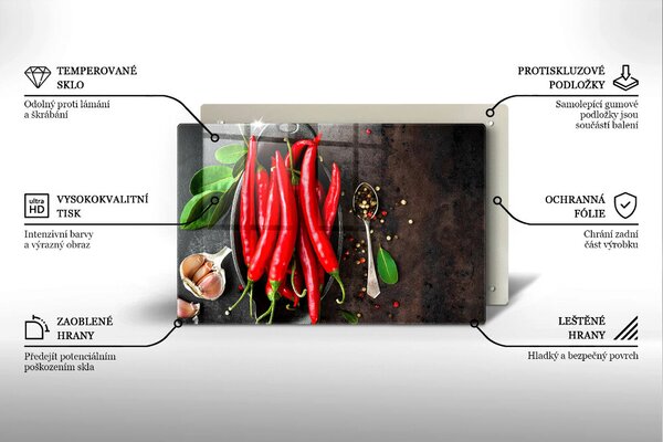 Skleněná deska za sporák Červené chilli papričky