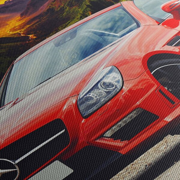 Obraz - červený Mercedes (210x100 cm)