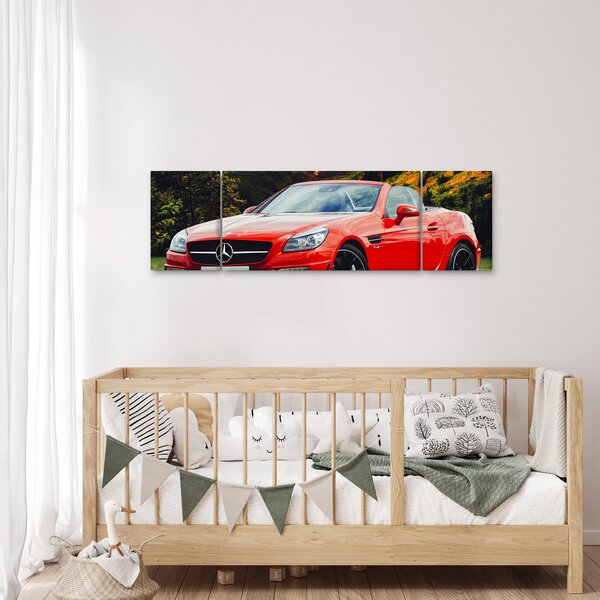 Obraz - červený Mercedes (170x50 cm)
