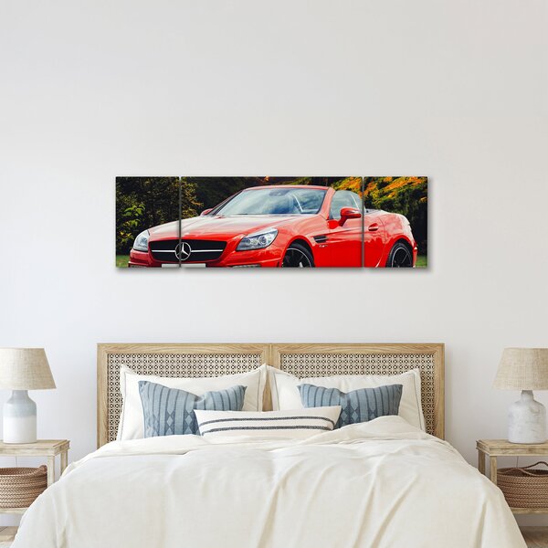 Obraz - červený Mercedes (170x50 cm)