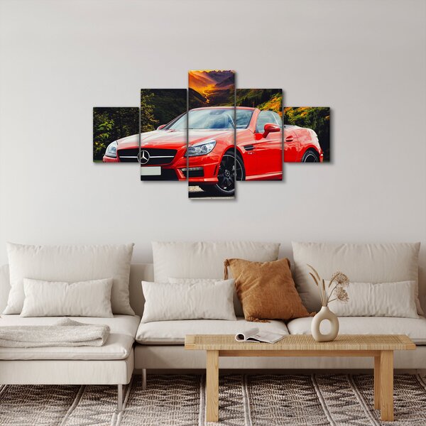 Obraz - červený Mercedes (125x70 cm)