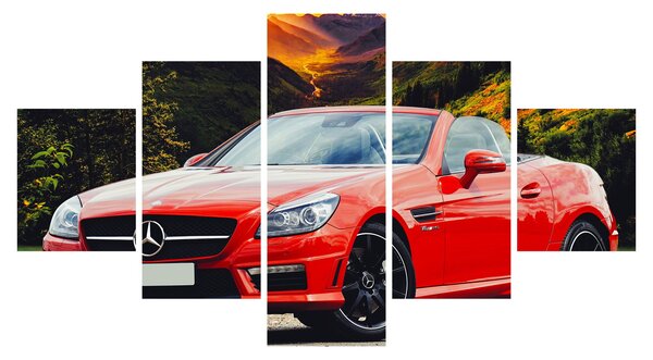 Obraz - červený Mercedes (125x70 cm)
