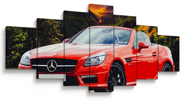 Obraz - červený Mercedes (210x100 cm)