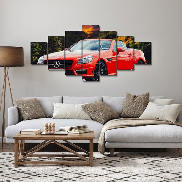 Obraz - červený Mercedes (210x100 cm)
