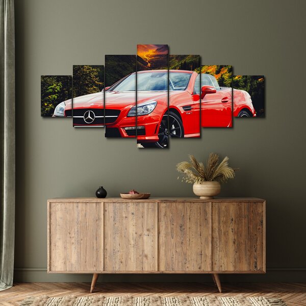 Obraz - červený Mercedes (210x100 cm)