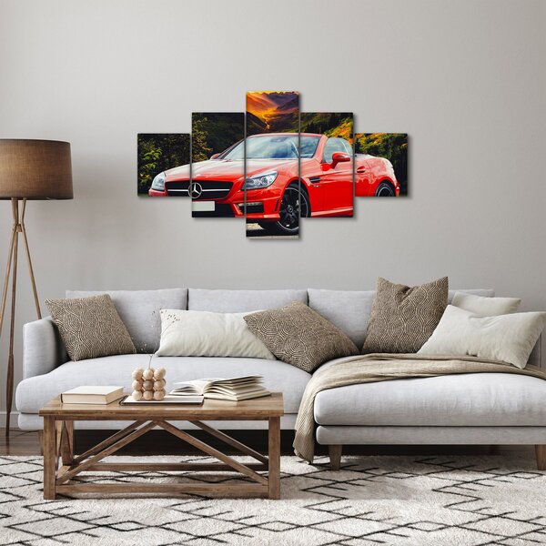 Obraz - červený Mercedes (125x70 cm)