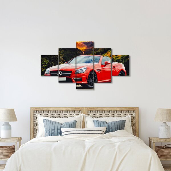 Obraz - červený Mercedes (125x70 cm)