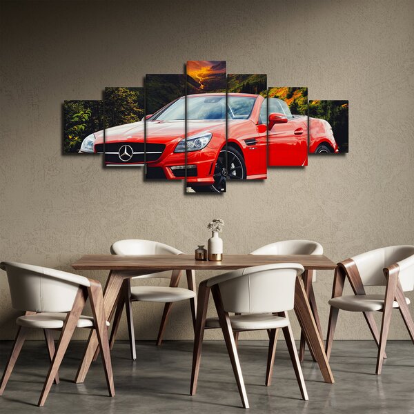 Obraz - červený Mercedes (210x100 cm)