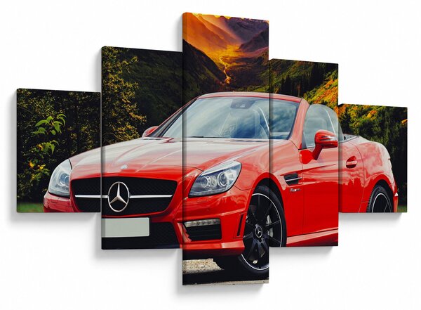 Obraz - červený Mercedes (125x70 cm)