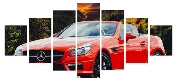 Obraz - červený Mercedes (210x100 cm)