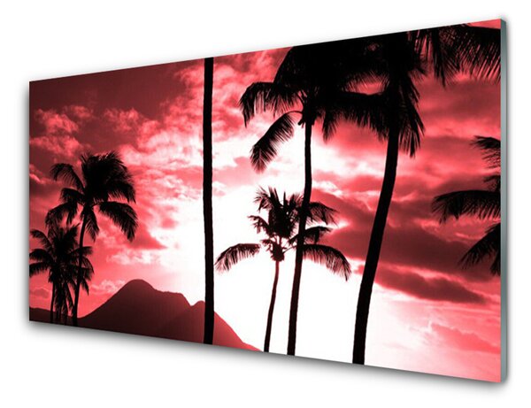 Kuchyňský skleněný panel Hora Palmy Stromy Příroda 125x50 cm