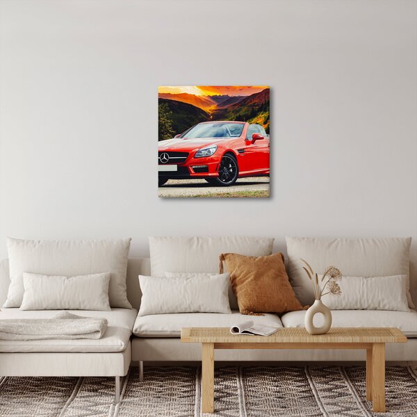Obraz - červený Mercedes (30x30 cm)