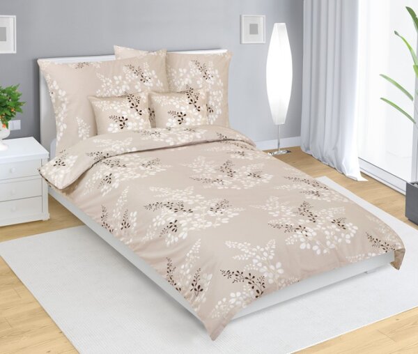 Bellatex Povlečení bavlněné 2x140x200, 2x70x90, 2x40x40 cm Větvička Kávová,Béžová