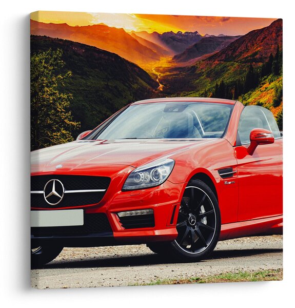 Obraz - červený Mercedes (30x30 cm)