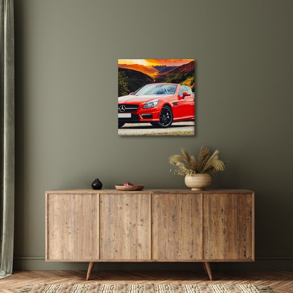 Obraz - červený Mercedes (30x30 cm)