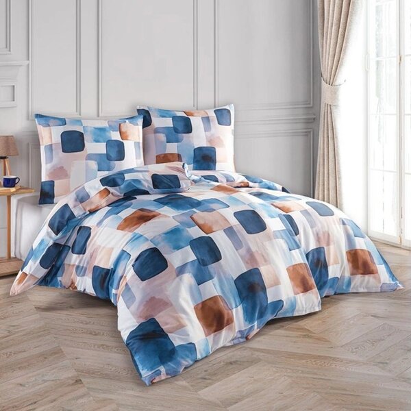 Saténové ložní povlečení Echo s akvarelovým vzorem - Bedtex Exclusive - 100% bavlna - 70 x 90 cm + 140 x 200 cm