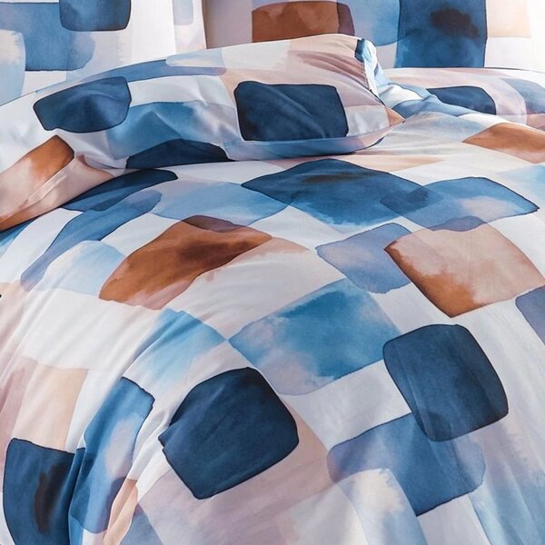 Saténové ložní povlečení Echo s akvarelovým vzorem - Bedtex Exclusive - 100% bavlna - 70 x 90 cm + 140 x 200 cm