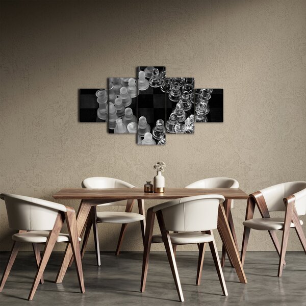 Obraz - černobílé šachy (125x70 cm)