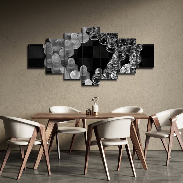 Obraz - černobílé šachy (210x100 cm)