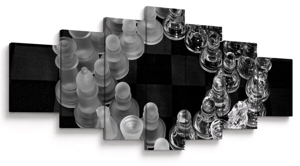 Obraz - černobílé šachy (210x100 cm)