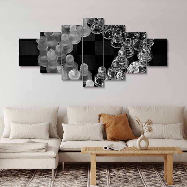 Obraz - černobílé šachy (210x100 cm)