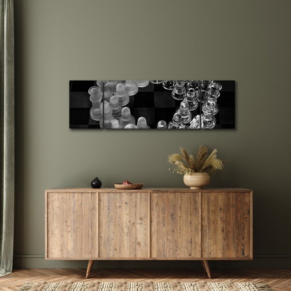 Obraz - černobílé šachy (170x50 cm)