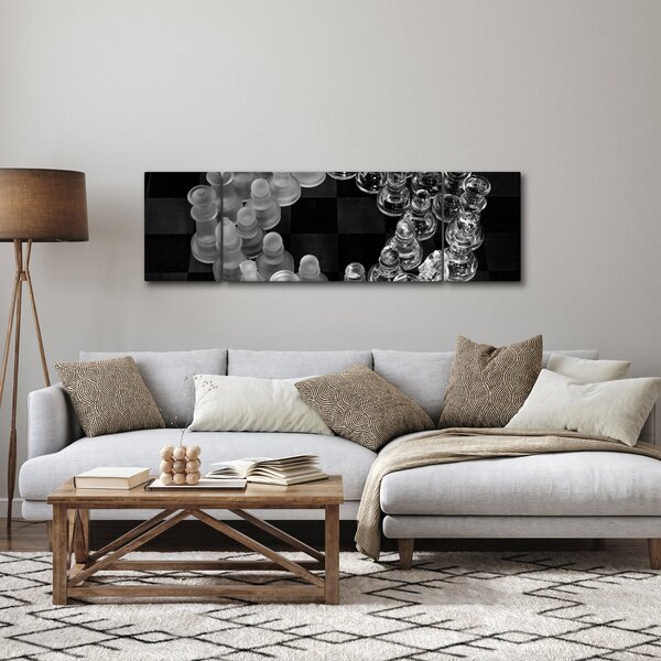 Obraz - černobílé šachy (170x50 cm)