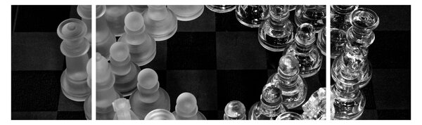 Obraz - černobílé šachy (170x50 cm)