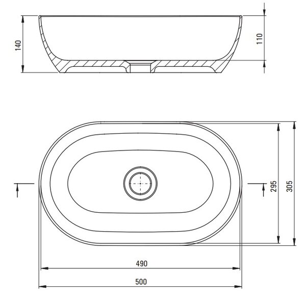 Deante Peonia, keramické umyvadlo na desku 500x305x140 mm, bílá lesklá, DEA-CDE_6U5S