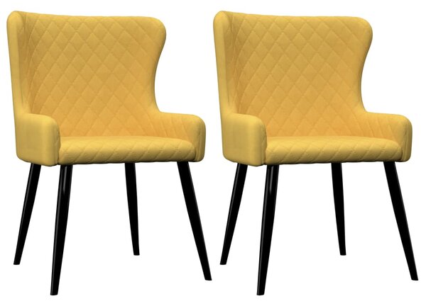 Jídelní židle 2 ks žluté textil