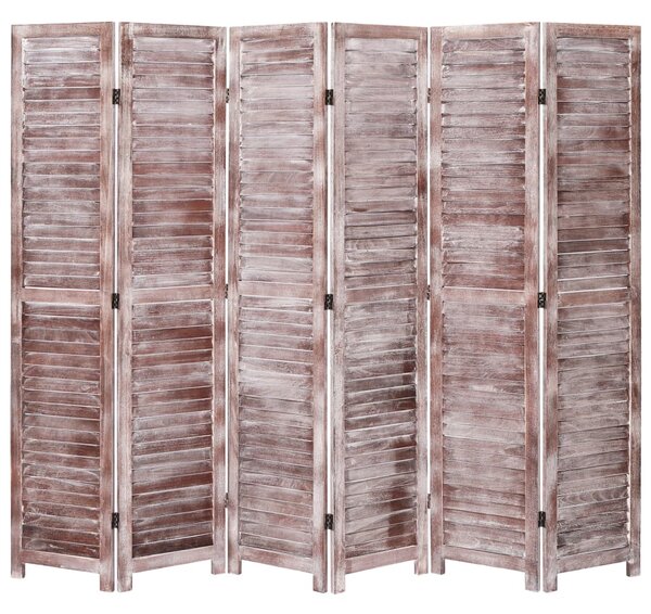 6dílný paraván hnědý 210 x 165 cm dřevo