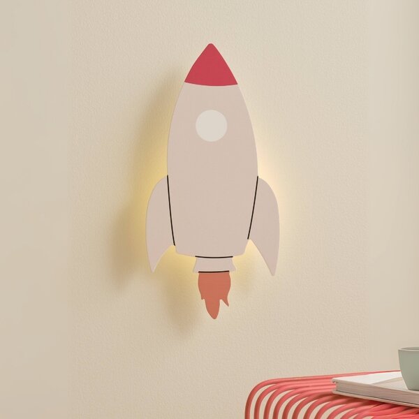 Jotex Světle šedé lakované nástěnné dětské LED světlo ROCKET