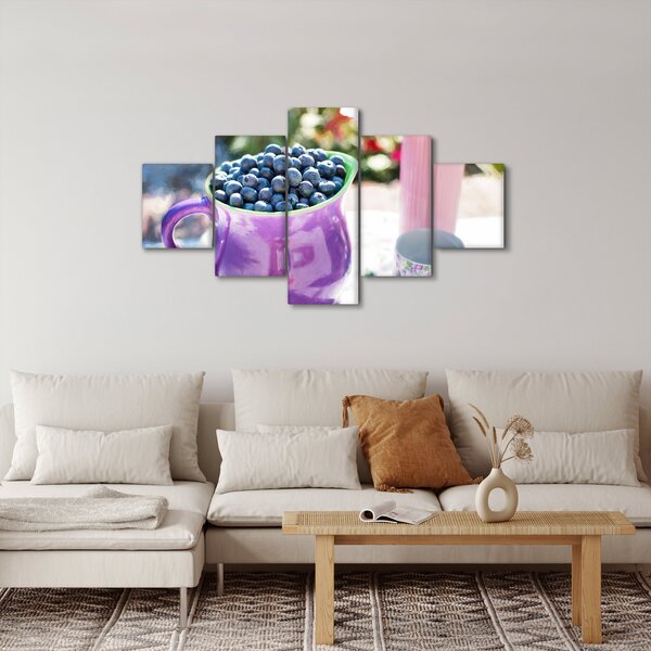 Obraz - borůvky v hrníčku (125x70 cm)