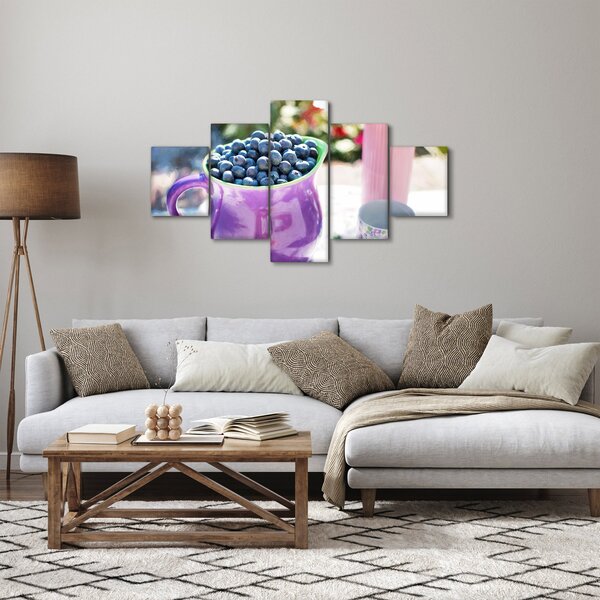 Obraz - borůvky v hrníčku (125x70 cm)