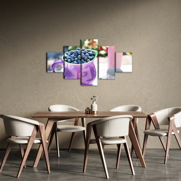 Obraz - borůvky v hrníčku (125x70 cm)