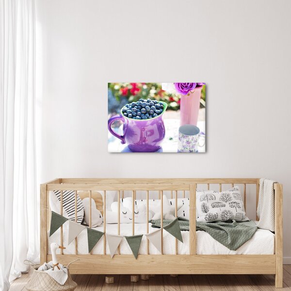 Obraz - borůvky v hrníčku (70x50 cm)