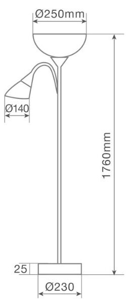 Stojací lampa Nawis se 2 klobouky na žárovky 1xE27 a 1xE14, max 40W, bílá, 3 roky záruka