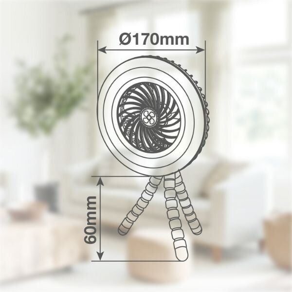 Malý ventilátor se světlem, nabíjecí, přenosný, USB, 4W, 3 rychlosti, 250lm, 3 roky záruka