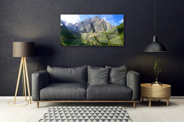 Obraz na skle Tatry Hory Mořské Oko Les 100x50 cm 2 Přívěsky