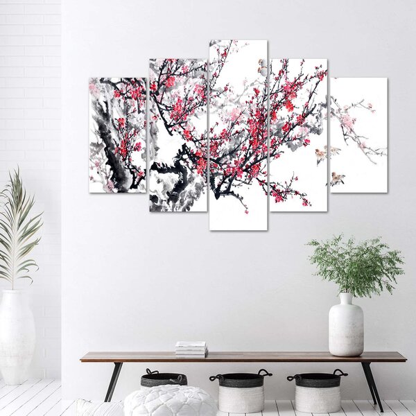 Obraz na plátně Japonská třešeň - 5 dílný Rozměry: 100 x 70 cm