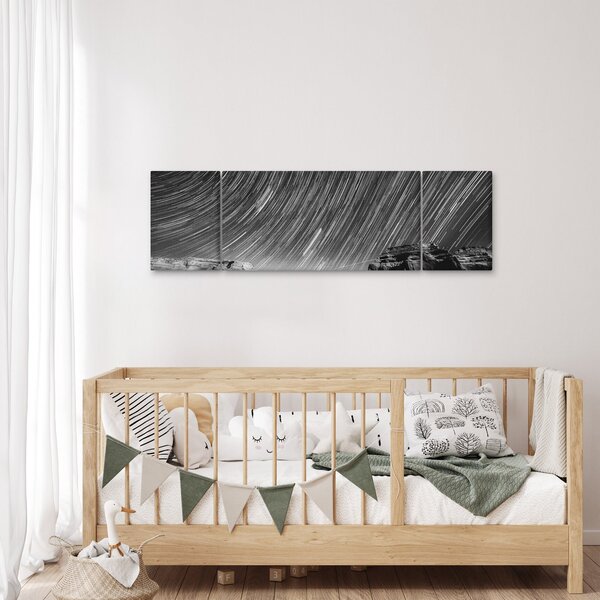 Černobíly obraz hvězdné oblohy (170x50 cm)