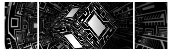 Obraz abstraktní krychle (170x50 cm)