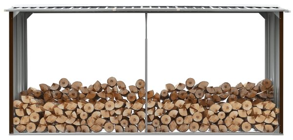 Zahradní kůlna na dříví pozinkovaná ocel 330x92x153 cm hnědá