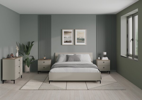 KONDELA Komoda, šedohnědá Taupe/dub silverjack, DOMCA 3S