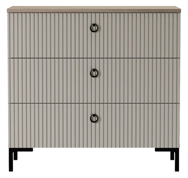 KONDELA Komoda, šedohnědá Taupe/dub silverjack, DOMCA 3S