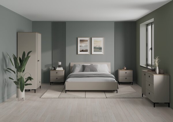 KONDELA Manželská postel, 160x200, šedohnědá Taupe, DOMCA