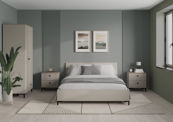 KONDELA Manželská postel, 160x200, šedohnědá Taupe, DOMCA