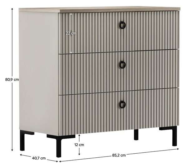 KONDELA Komoda, šedohnědá Taupe/dub silverjack, DOMCA 3S