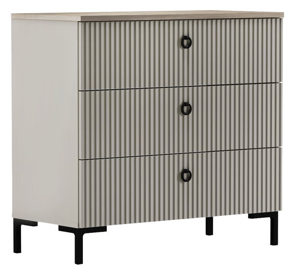 KONDELA Komoda, šedohnědá Taupe/dub silverjack, DOMCA 3S