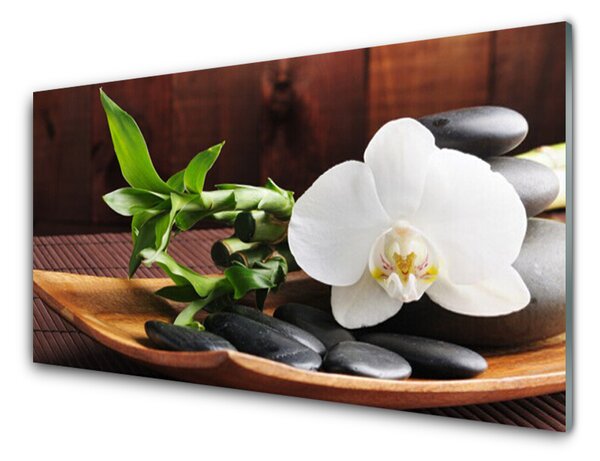 Skleněné obklady do kuchyně Kameny Zen Bílá Orchidej 120x60 cm